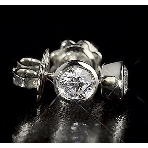 Round Natural Earth Mined Diamond Bezel Style Stud Earring 1.60 Carats