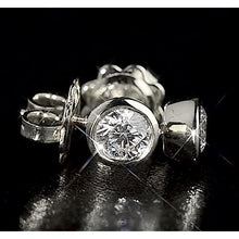 Round Natural Earth Mined Diamond Bezel Style Stud Earring 1.60 Carats