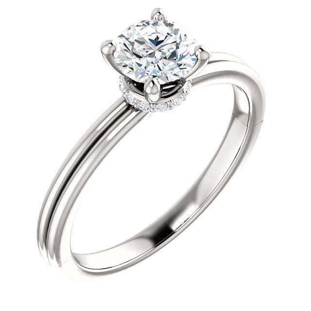 Real Round Diamond Engagement Ring 1.66 Carats Prong Setting White Gold 14K