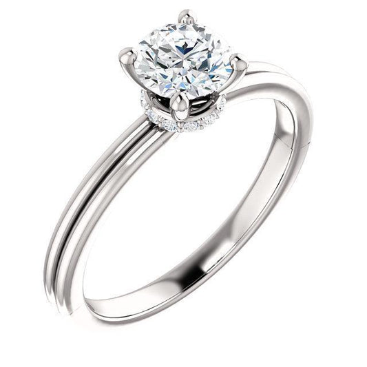 Real Round Diamond Engagement Ring 1.66 Carats Prong Setting White Gold 14K