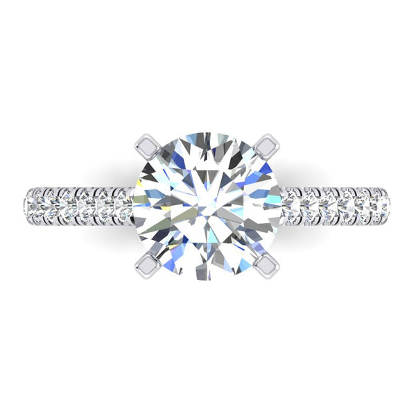 Real Round Diamond Engagement Solitaire With Accents Ring 2.75 Carats