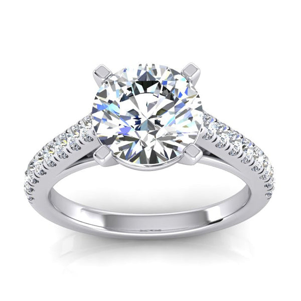 Real Round Diamond Engagement Solitaire With Accents Ring 2.75 Carats