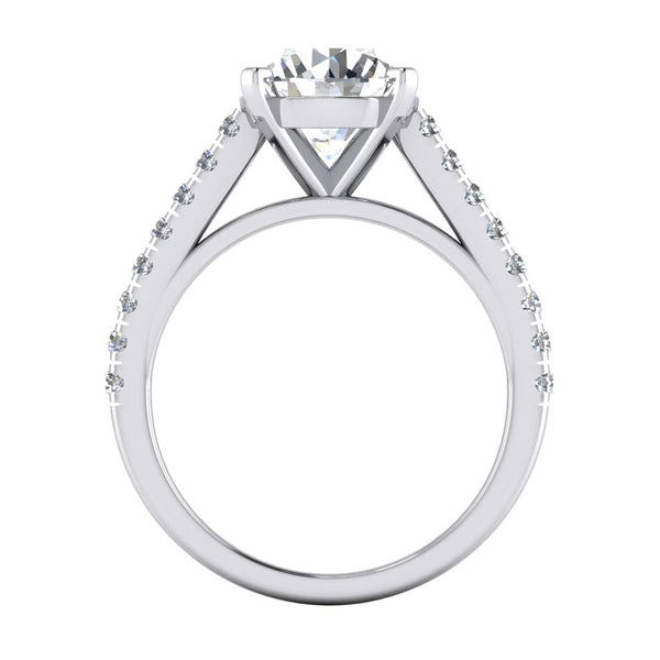 Real Round Diamond Engagement Solitaire With Accents Ring 2.75 Carats