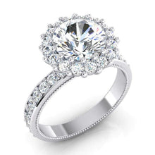 Real Round Diamond Halo Ring 5 Carats White Gold