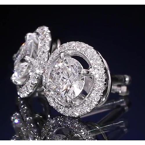 Round Diamond Halo Style Stud Earring 2.50 Carats