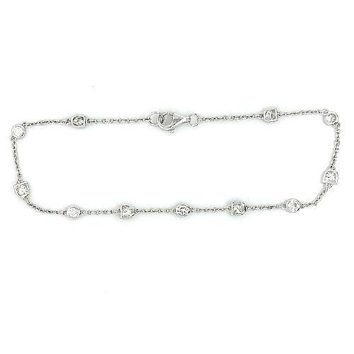 Real Round Diamond Station Bracelet 3.30 Carats 11 Stones White Gold 14K