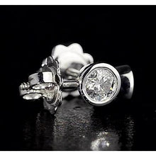 Round Diamond Stud Earring 1.50 Carats Bezel Set White Gold 14K F Vs1