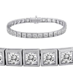 Real Round Diamond Tennis Bracelet Gold White 14K Women Jewelry 3.50 Carats