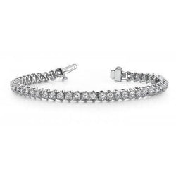 Real Round Natural Earth Mined Diamond Tennis Bracelet Solid 4 Prong Set White Gold 8.80 Carats