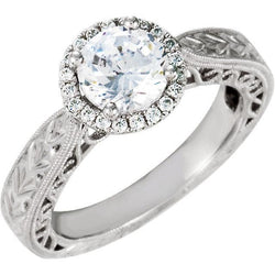 Real Round Diamond Vintage Style Halo Ring 1.66 Carats With Filigree Women Jewelry New