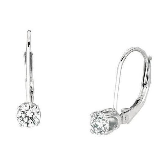 Real Round Diamonds 0.50 Carats Leverback Gold Earrings