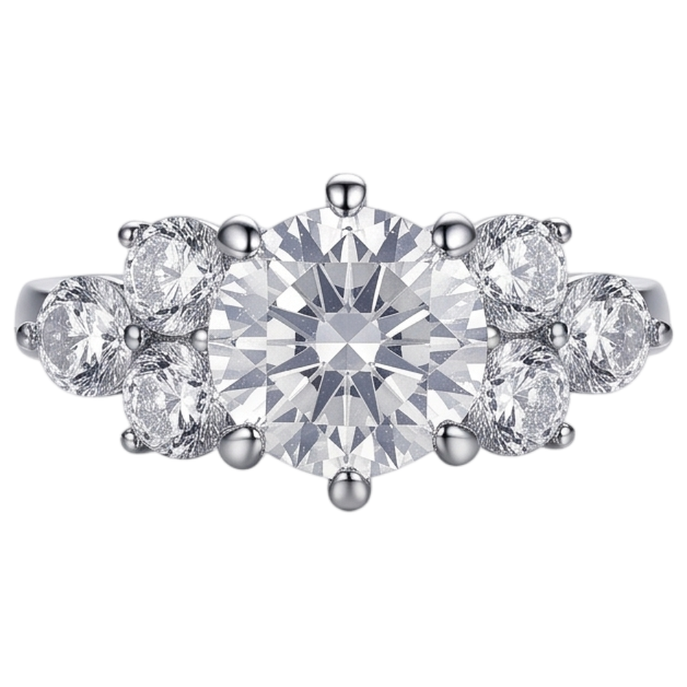 Real Round Natural Earth Mined DIAMOND ( NOT LAB GROWN ) Engagement Ring 3.80 Ct Basket Setting White Gold 14K