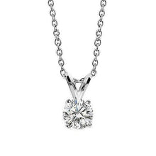 Real Round Solitaire Diamond Pendant Necklace 0.75 Carat Prong Set WG 14K