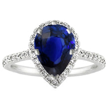 Real Royal Blue Sapphire Gemstone Ring – 14 Karat White Gold 2 ct