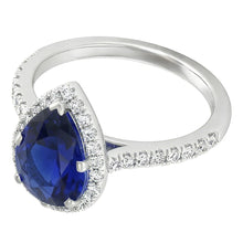 Real Royal Blue Sapphire Gemstone Ring – 14 Karat White Gold 2 ct