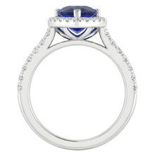 Real Royal Blue Sapphire Gemstone Ring – 14 Karat White Gold 2 ct