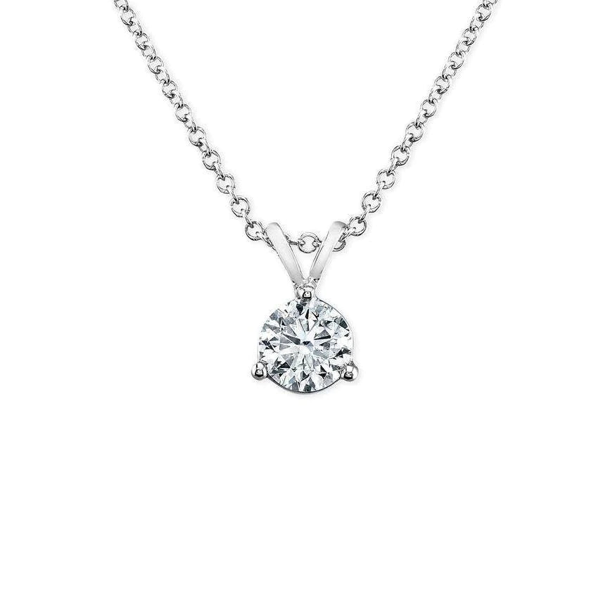 Real Solitaire Diamond Necklace Pendant 2 Carat White Gold Women Jewelry