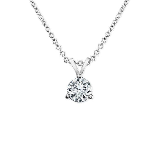 Real Solitaire Diamond Necklace Pendant 2 Carat White Gold Women Jewelry