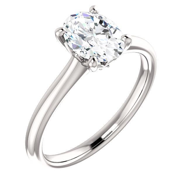 Real Solitaire Engagement Ring 3 Carats Oval 4 Prong Setting White Gold 14K