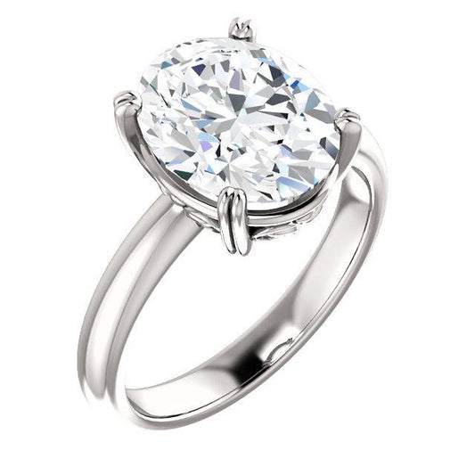 Real Solitaire Ring 4 Carats Double Claw Prong Setting Jewelry