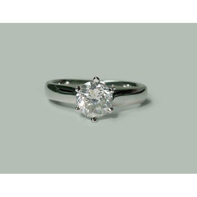 Real Solitaire Ring White Gold 1.31 Carats Jewelry New