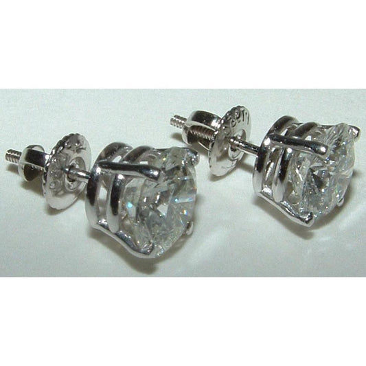 Real Solitaires Diamond Stud Earrings 4.02 Carats New