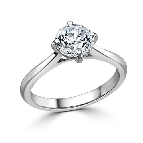 Real Sparkling 1 Carat Diamond Engagement Solitaire Ring 14K White Gold
