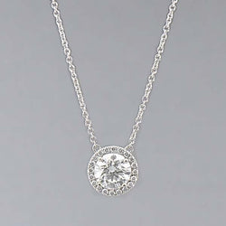 Real Sparkling Diamonds Pendant Necklace 1.71 Ct Round Cut White Gold 14K