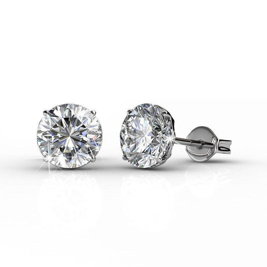 Real Sparkling Prong Set 5.00 Ct Diamonds Lady Studs Earrings Gold White