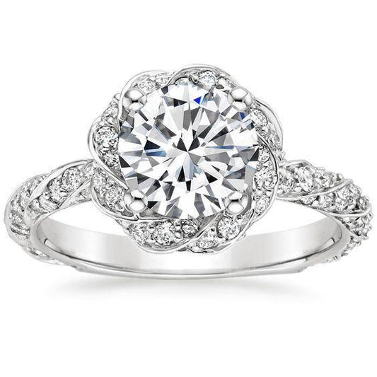 Real Sparkling Round Diamond Engagement Ring 6.00 Carats White Gold 14K