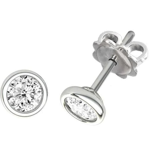 Real Studs Earrings 2.50 Carats White Gold Bezel Setting