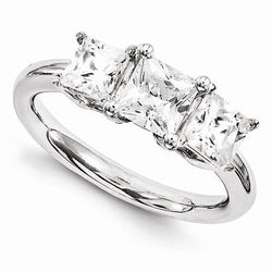Real Three Stone Diamond Engagement Ring 4 Carats White Gold 14K