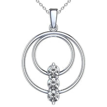 Real Three Stone Diamond Pendant Necklace 1.50 Carats 14K Gold White