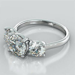 Three Stone Round Cut 2.50 Carats Natural Earth Mined Diamonds Wedding Ring Gold 14K