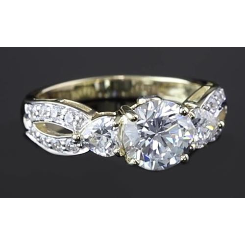 Real Twisted Shank Round Diamond Engagement Ring 3.25 Carats