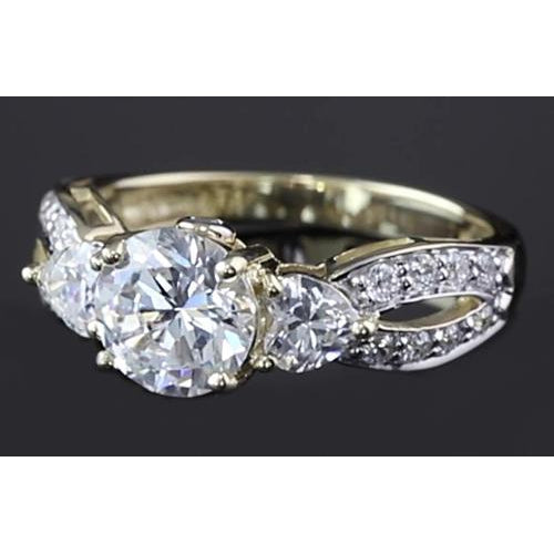 Real Twisted Shank Round Diamond Engagement Ring 3.25 Carats