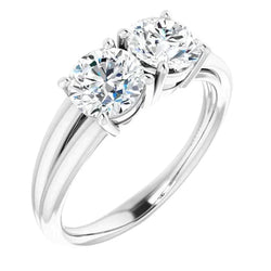 Real Two Stone Real Diamond Engagement Ring