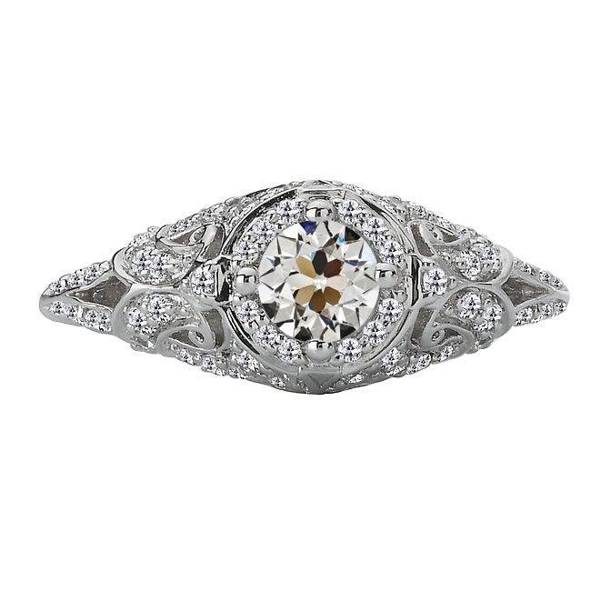 Real Vintage Style Round Old Mine Cut Diamond Halo Wedding Ring 3.50 Carats