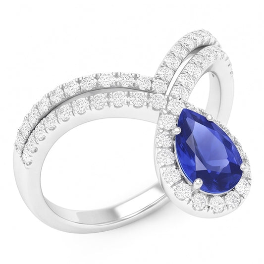 Real Wedding Set Blue Sapphire Gemstone Ring 3.50 ct