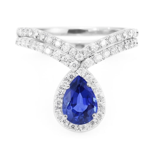 Real Wedding Set Blue Sapphire Gemstone Ring 3.50 ct