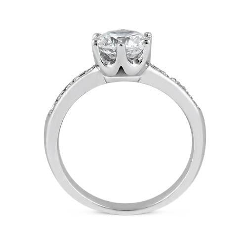 Real White Gold 2 Carat Round Brilliant Diamond Solitaire 