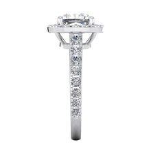 Real White Gold Cushion Halo Diamond Ring 3.65 Carats Cathedral Setting