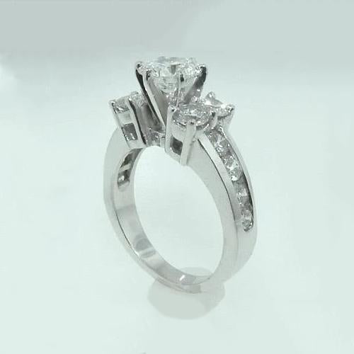 Real White Gold Round Cut 3.25 Carats Diamond Large Engagement Ring