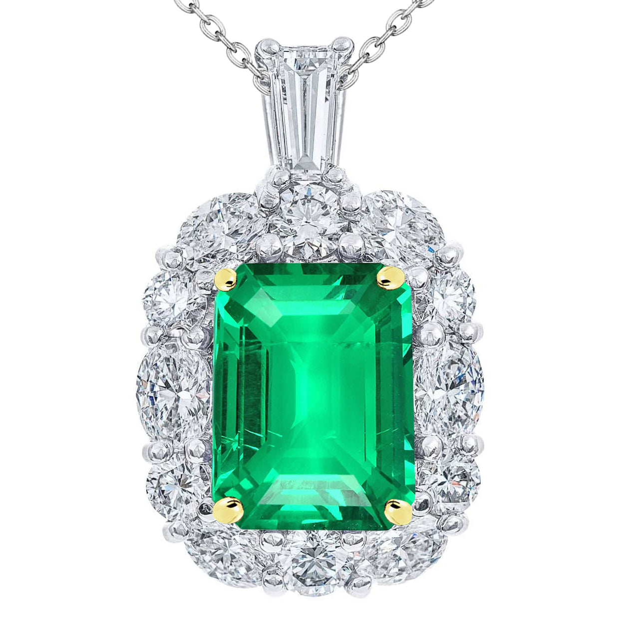 Emerald Gemstone Pendant 6-ct Two-Tone 14K Gold – main view