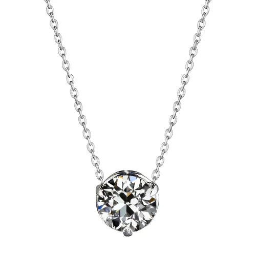 Natural Brilliant Diamond Pendant Necklace 1 ct 14K White Gold – main view