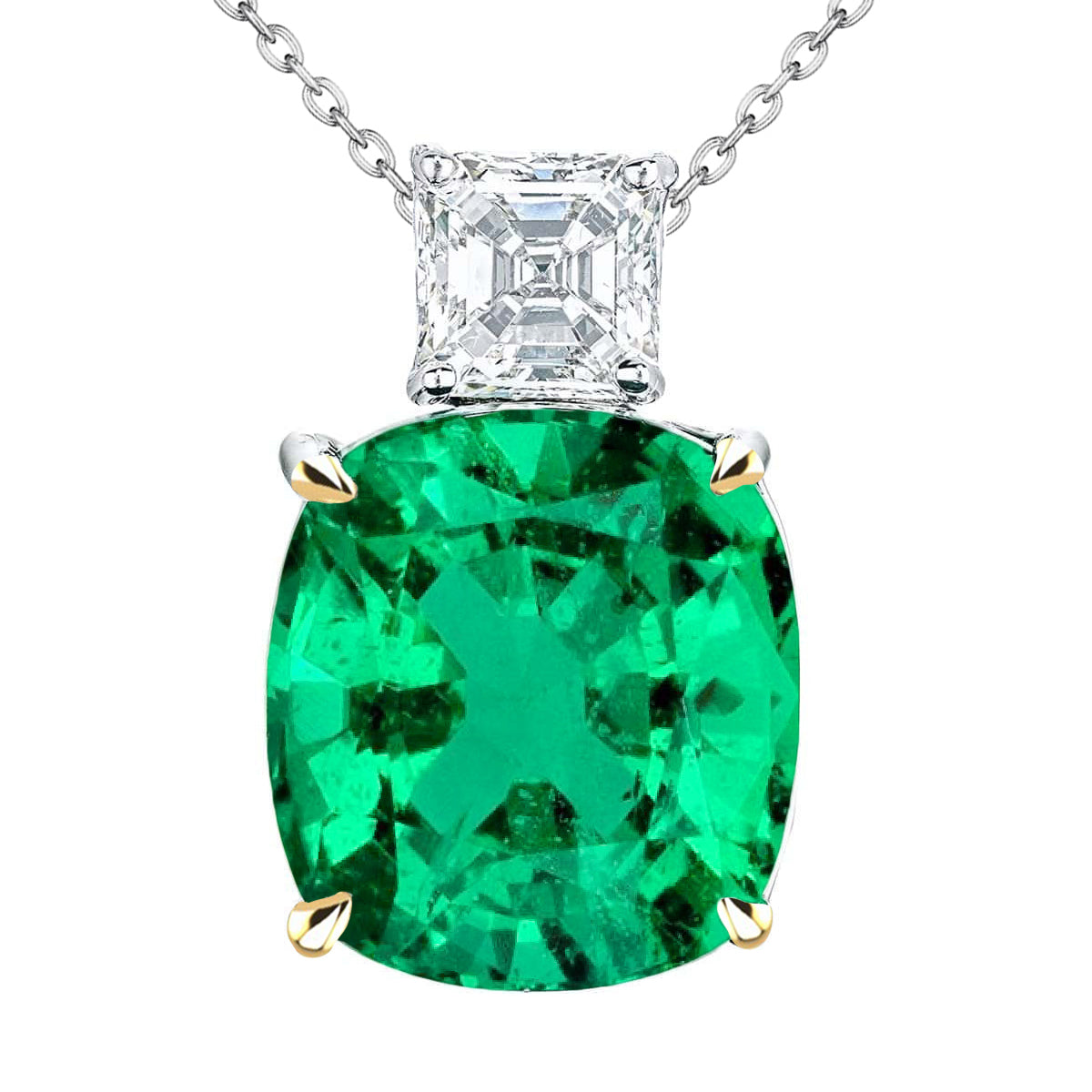 Gemstone Pendant 14 Karat Two Tone Gold with Emerald – main view