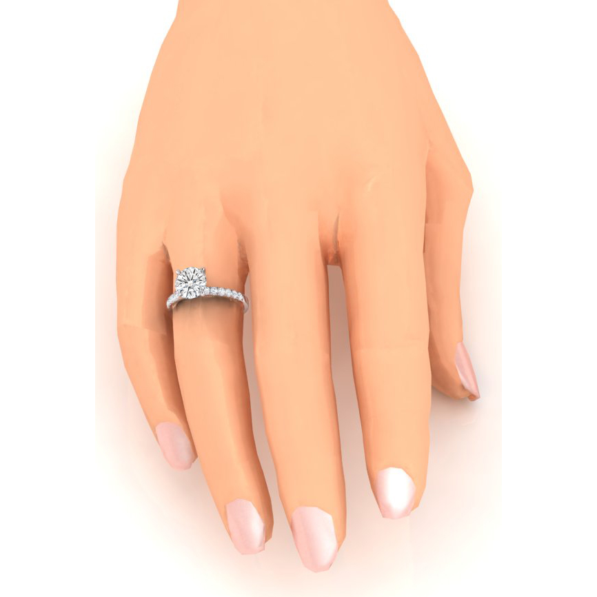 Real Diamond Engagement Ring 2.50 Carats Round Diamonds White Gold 14K