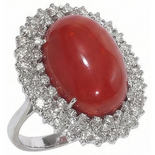 Red Coral Halo Cocktail Ring