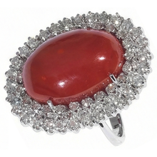 Red Coral Halo Cocktail Ring