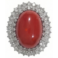 Red Coral Halo Cocktail Ring